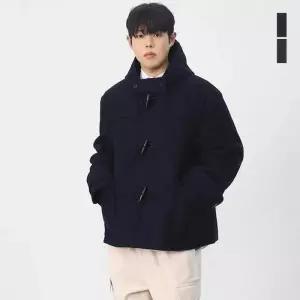 [스콰즈]스콰즈 남자 오버핏 울혼방 떡볶이 후드 하프 더플 코트 SAZ003