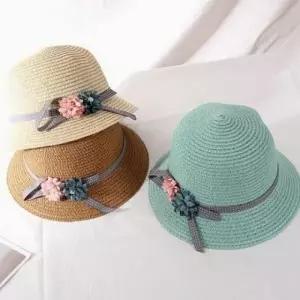 유아 귀여운모자 아동 봄 가을 자외선차단 어린이 스티치리본꽃송이 여름 밀짚모자 준캡