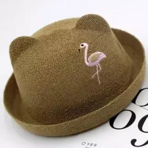 (모델-색상 A1542 플라밍고밀짚 브라운)봄 어린이 준캡 귀여운모자 플라밍고밀짚모자 유아 가을 자외선차단
