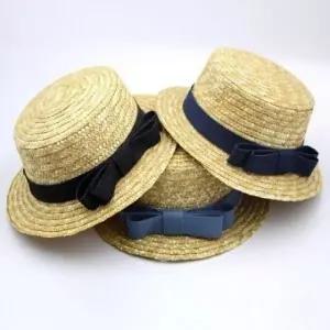 귀여운모자 아동 자외선차단 가을 봄 어린이 밀짚모자 유아 무지리본 준캡 여름