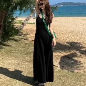 여성 여름 데일리 끈나시 맥시 A라인 롱 원피스