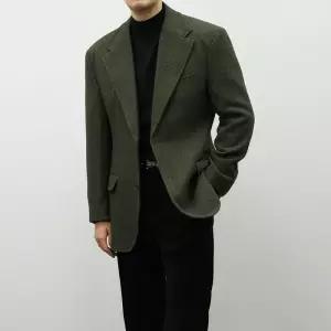 [옷자락]남자 브레스티드 싱글버튼 클래식 헤링본 하객룩 자켓