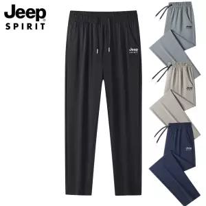 JEEP SPIRIT 남성 아이스 슬랙스 밴딩 팬츠 여름 쿨링 속건 스판 와이드 바지