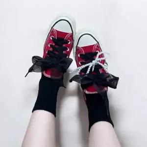 운동화 꾸미기 쉬폰 리본 끈 블랙 130cm 스니커즈 장식 신발 코디 패션