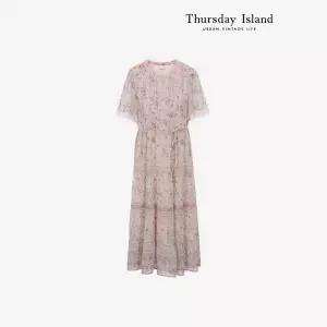 [Thursday Island] 보더쉬폰 플라워 롱 원피스(T244MOP242W)