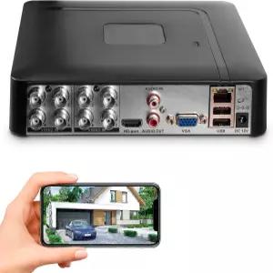 AI 사람/차량 감지 기능이 있는 Douevo 8CH CCTV DVR 레코더 카메라용 8채널 1080p 하이브리드 5-in-1 유선