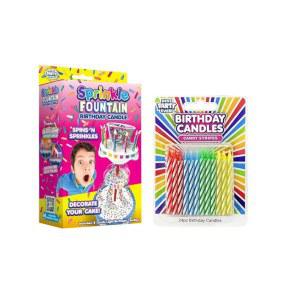 역대 최고의 파티! 분수 생일 캔들에 32개의 캔들을 뿌리고, 재사용 가능한 회전 케이크 토퍼를 케이크를 스프링클로 장식하세요