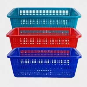 (상품 광주리 4호 색상랜덤)국산 플라스틱 바구니 사각 정리 바스켓 61x45x20cm