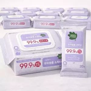그린핑거 유아용품 소독티슈 캡형 50매10팩+휴대용20매10팩