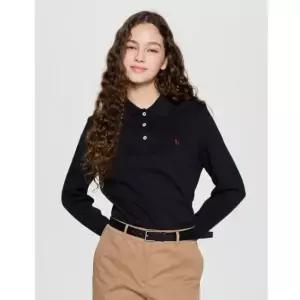 HAZZYS LADIES [25FW][아이코닉] 클래식핏 더블페이스 긴팔 폴로셔츠 블랙 2067999