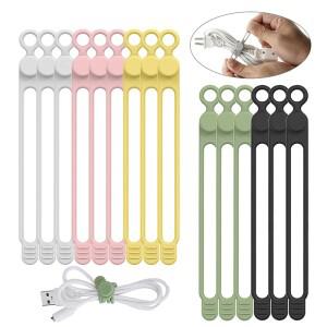 25pcs 실리콘 케이블 타이 정리기 스트랩 재사용 가능 코드 이어폰 라인 마우스 용 여행용