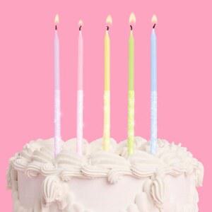 xo, 페티 파스텔 글리터 케이크 캔들, 키가 크고 얇음 - 10개 | 생일 파티 용품, 바첼로렛 장식, 레인보우 컵케이크 토퍼, 유니콘 디저트 장식