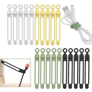 25개 케이블 정리기 재사용 가능 실리콘 타이 데스크 와이어 관리 클립 이어폰 라인 마우스 가정 사무실 여
