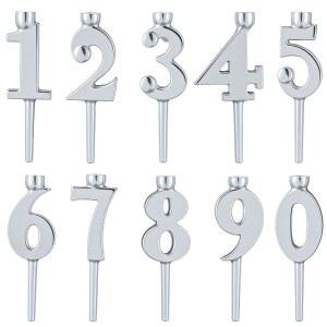 오토링 1세트 번호 캔들 홀더 세트 실버 생일 케이크 기념일 축하를 위한 수제 재활용 알루미늄 토퍼 선물