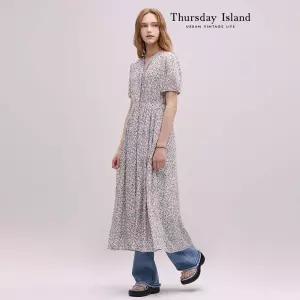[Thursday Island] 플라워 풀오픈 롱 원피스(T244MOP247W)