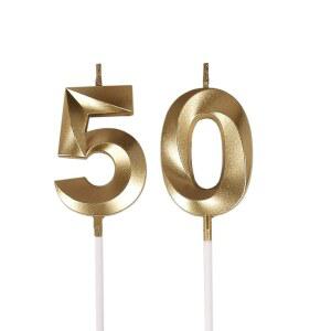 50번째 생일 양초, 장식 파티 장식용 골드 넘버 50 케이크 토퍼