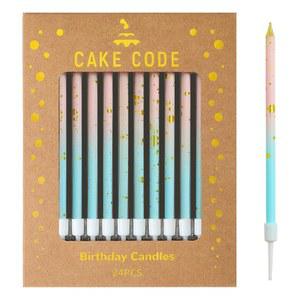 케이크 코드 핑크 블루 골드 롱 얇은 생일 양초, 파티, 결혼식 장식, 파티 양초