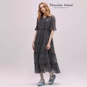 [Thursday Island] 플라워 쉬폰 프릴 원피스(T244MOP258W)