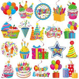 40개 생일 걸이 장식, 화려한 컵케이크 풍선 모자 장식 축하 남자 여자 파티 용품용 장식품