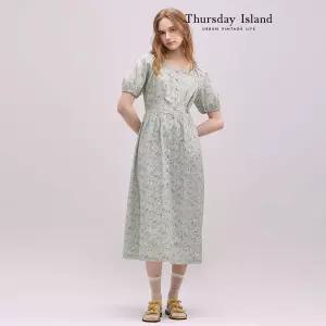 [Thursday Island] 스퀘어넥 소매 볼륨 원피스(T244MOP278W)