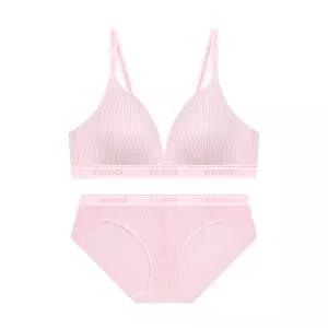 GUESS UNDERWEAR 스트라이프 노와이어 브라 팬티 세트 - 라이트핑크 2064146