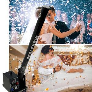 전기 캐논 콘페티 머신 싱글 샷 페이퍼 런처 더 긴 분사 거리 DMX 또는 리모컨 포함 파티 웨딩 무대용
