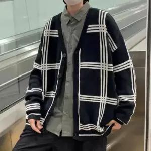 [의류] 세련된 루즈핏 체크패턴 가디건 셔츠 남친룩