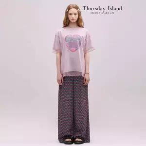 [Thursday Island] 플라워 패턴 롱 와이드 팬츠(T244MPT236W)