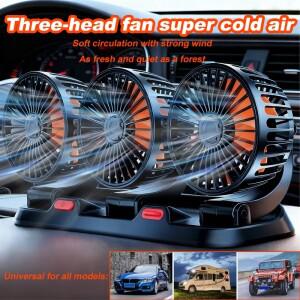디자인 360 ° 회전식 3헤드 자동차 냉각 팬 USB 충전식 2단계 조용한 차량/가정/책상/사무실용