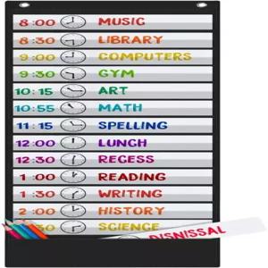 고데리 데일리 스케줄 포켓 차트 18장의 드라이 지우개 카드가 포함된 13+1 교실 사무실 홈 유치원 활동을