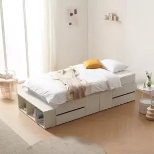 [인터데코](착불) 서랍과 발판수납으로 공간절약, 헤드리스 심플 침대 SS P0000BYW