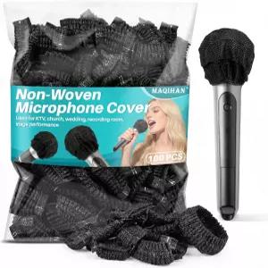 100PCS MAQIHAN 마이크 커버 - KTV 홈 노래방 녹음실 및 무대 공연을 위한 일회용 무취 부직포 윈드스크린
