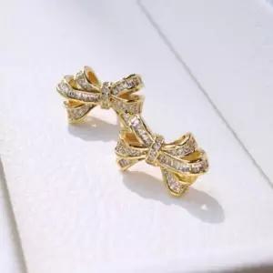 [옷자락]여성용 섬세한 미니 큐빅 리본 디자인 은침 스터드 귀걸이