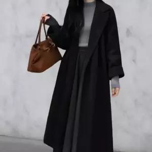 [옷자락]여성 오버사이즈 테일러드 스트링 벨트 롱코트 겨울 데일리 클래식