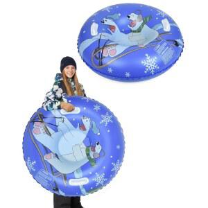 아바허브 스노우 튜브 33인치 PVC 풍선 눈썰매 강화 손잡이가 있는 두꺼운 단단한 바닥 야외 가족 활동을 위한 겨울 스포츠 공급