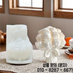 양초 비누 및 석고 공예품용 실리콘 장미 꽃다발 몰드 1개   녹색 잎과 리본 Ac가 있는 우아한 디자인