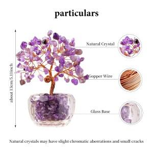 1PC 천연 크리스탈 로즈 쿼츠 자수정 자갈 꽃 나무 유리베이스 홈 오피스 데스크 장식 크리스마스 할로윈