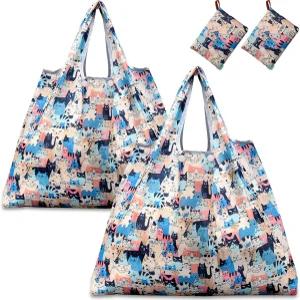 KINGMAS 재사용 가능한 식료품 가방 접이식 토트 쇼핑백 포켓 세탁 방수 나일론 파우치 맞습니다