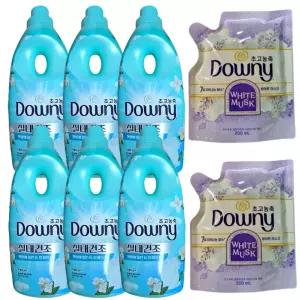 다우니 실내건조 프레시클린 초고농축 섬유유연제 본품 1L6개 +다우니 화이트 머스크