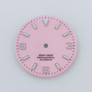 28.6mm 다이얼 야광 기능 핑크 NH35 ETA2824 2836 Miyota8215 DG2813 3804 무브먼트와 호환됩니다.
