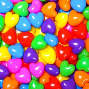 trendplay 하트 볼풀 볼 모양 - 6cm(2.375인치), 볼, 100개, 밝은 색상 플라스틱 무지개 워터 플레이용 파티 텐트, 플레이펜, 무독성