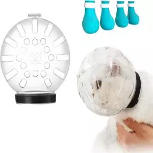 고양이 입마개와 부츠 그루밍을 위한 조절 가능한 헬멧 면도용 통기성 후드 마스크 목욕용 물림 방지