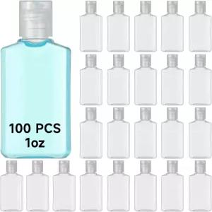 100개 1온스 플라스틱 병 플립 캡 휴대용 빈 손 소독제 샤워 젤 페이스 크림 바디 로션을 위한 여행 출장용