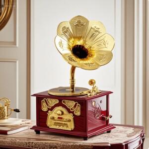 향수 스타일 축음기 뮤직 박스 골동품 클래식 레트로 복고풍 엔틱 호른 홈 인테리어 호환 수집