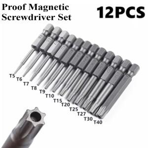 50mm Security Tamper Proof Magnetic Screwdriver Set Hexagonal Torx Flat Head 1/4