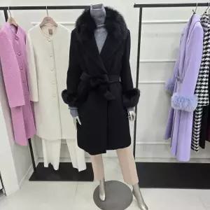 [미니멈]MZDKWL2240BK폭스퍼 7부 알파카 코트