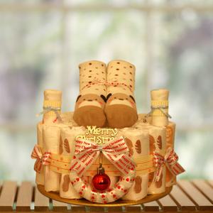 화이트 크리스마스 기저귀케익1단-완성품/베이비샤워