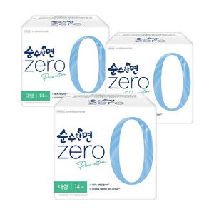 순수한면 제로 생리대 ZERO 대형 14개입x3팩