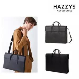 [롯데백화점]헤지스ACC [취업선물] 블랙 로고배색 가죽 서류가방 HJBA5F411BK