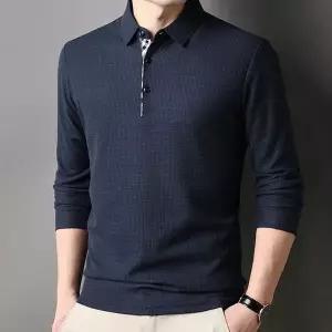 정장티셔츠 남성 사계절 긴팔 카라티 젠틀티